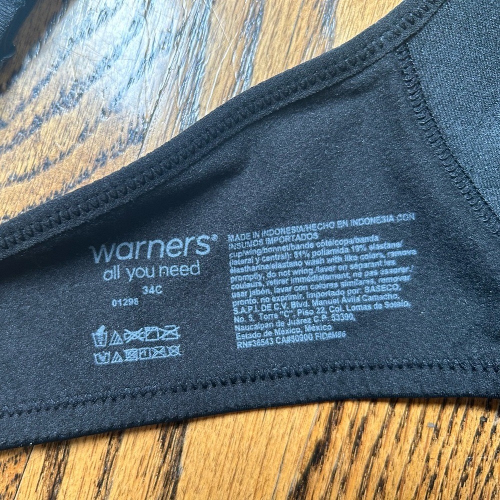 Warner's Black Elements of Bliss Padded Bra 34C NWT! - Picture 5 of 7